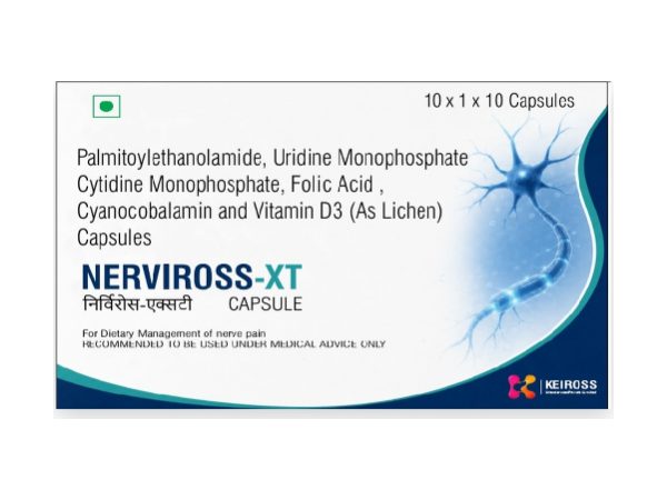 Nerviross-XT — Palmitoylethanolamide 300 mg + Uridine Monophosphate 9 mg + Cytidine Monophosphate 15 mg + Folic Acid 64 mcg + Cyanocobalamin 1.1 mcg + Vitamin D3 200 IU (as Lichen)