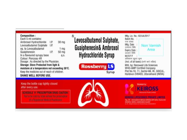 Rossberry-LS — Levosalbutamol 1 mg + Ambroxol 30 mg + Guaiphenesin 50 mg per 5 ml