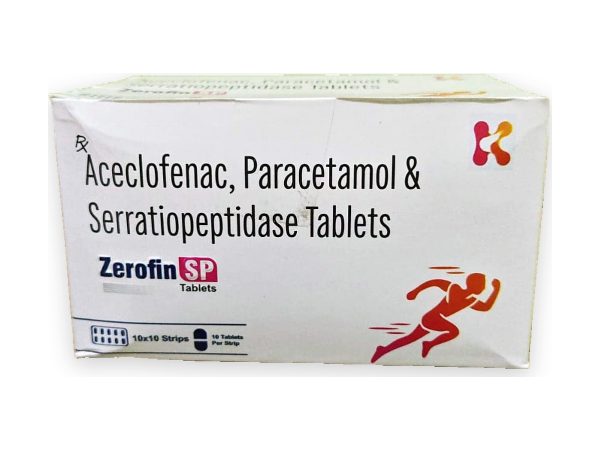 Zerofin-SP — Aceclofenac 100 mg + Paracetamol 325 mg + Serratiopeptidase 15 mg